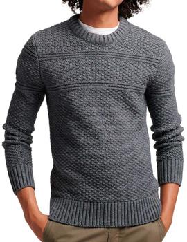 Jersey Superdry gris de canalé para hombre