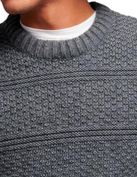 Jersey Superdry gris de canalé para hombre