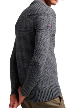 Jersey Superdry gris de canalé para hombre