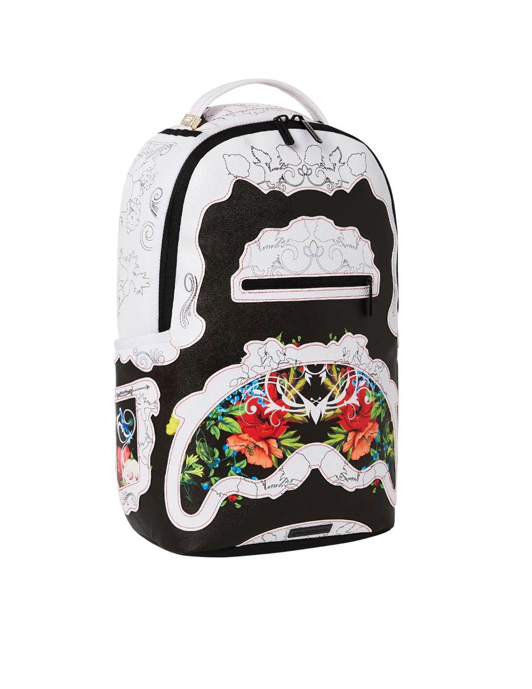 Mochila Sprayground blanca estampada con flores