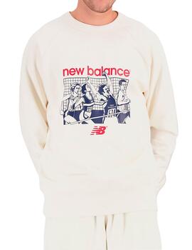 Sudadera New Balance beige estampada para hombre