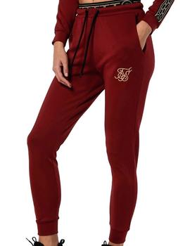 Pantalón Siksilk Athena Elastic granate para mujer