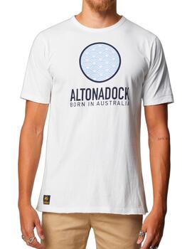 Camiseta Altona Dock blanca con estampado surfero