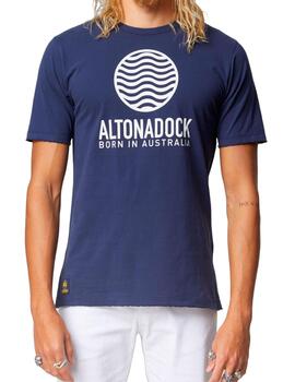 Camiseta Altona Dock azul marino con estampado surfero