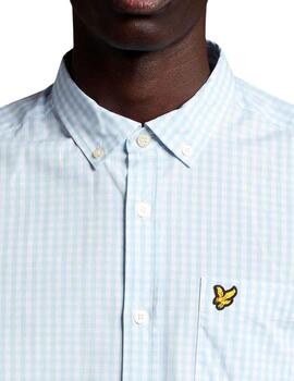 Camisa Lyle Scott cuadros azul celeste para hombre