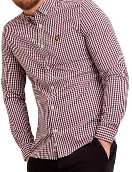 Camisa Lyle Scott cuadros granates para hombre