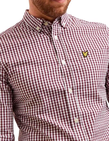 Camisa Lyle Scott cuadros granates hombre