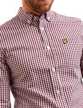 Camisa Lyle Scott cuadros granates para hombre