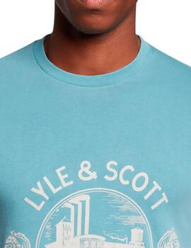 Camiseta Lyle Scott azul con dibujo para hombre