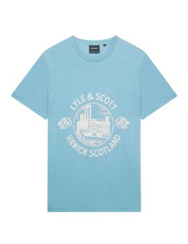 Camiseta Lyle Scott azul con dibujo para hombre