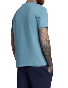 Camiseta básica Lyle Scott azul con bolsillo marino