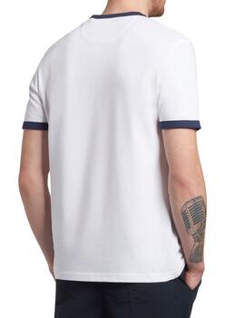 Camiseta Lyle Scott blanca con ribetes azul marino