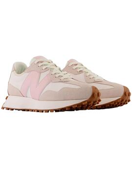 Zapatillas New Balance chica 327 blancas N rosa