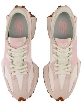 Zapatillas New Balance chica 327 blancas N rosa