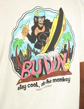 Camiseta Buddy Monkey gris perla para hombre