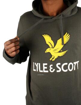 Sudadera de capucha Lyle Scott gris con logo grande