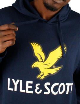 Sudadera de capucha Lyle Scott azul marino con logo grande