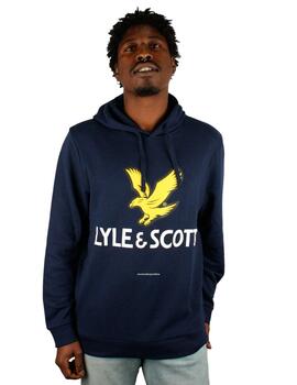 Sudadera de capucha Lyle Scott azul marino con logo grande
