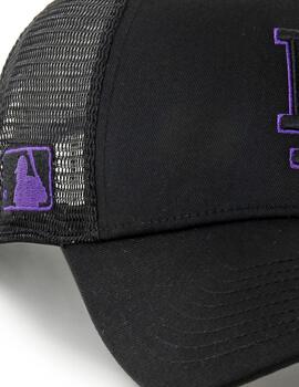 Gorra Los Ángeles negra con parches de béisbol