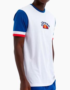 Camiseta Ellesse Ricci blanca mangas azules hombre