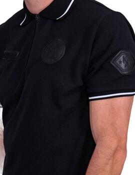 Polo Mekkdes California negro con parches para hombre