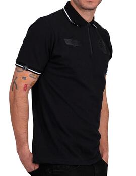 Polo Mekkdes California negro con parches para hombre