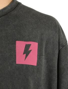 Camiseta Glint negra rayo rosa