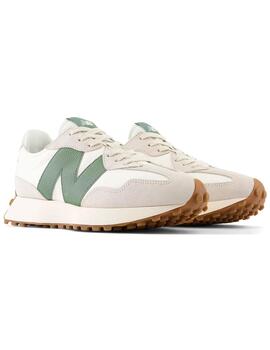 Zapatillas New Balance 327 blancas con la N verde