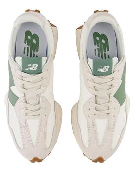 Zapatillas New Balance 327 blancas con la N verde