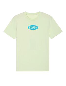 Camiseta Buddy verde logo turquesa