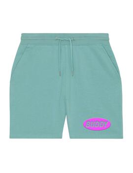 Pantalón corto Buddy verde logo rosa