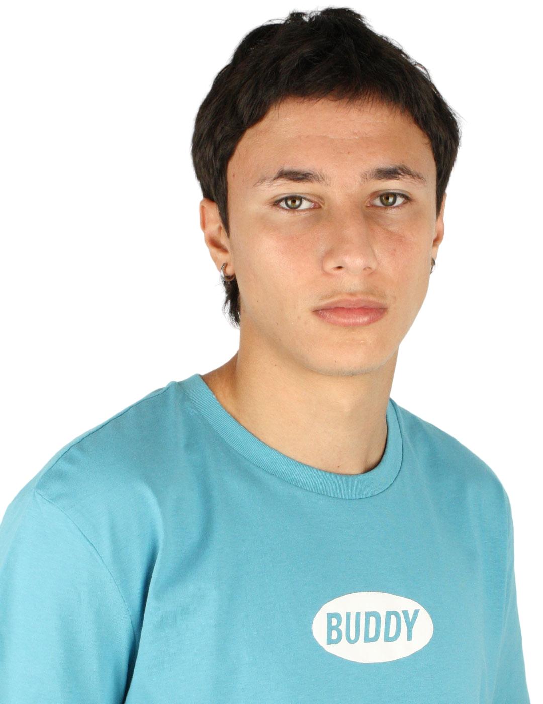 Camiseta Buddy azul logo blanco