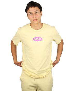 Camiseta Buddy amarilla logo morado