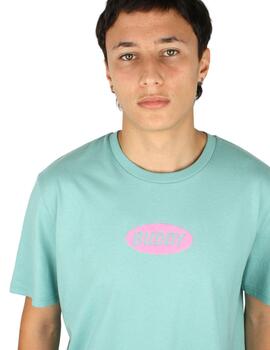 Camiseta Buddy verde logo rosa