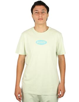 Camiseta Buddy verde logo turquesa