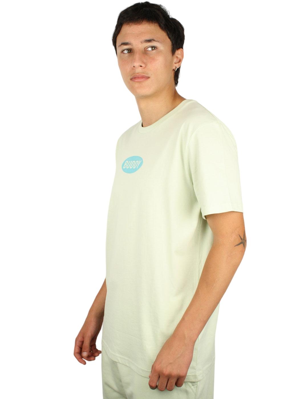 Camiseta Buddy verde logo turquesa