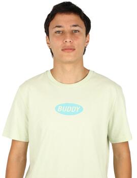 Camiseta Buddy verde logo turquesa