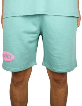 Pantalón corto Buddy verde logo rosa