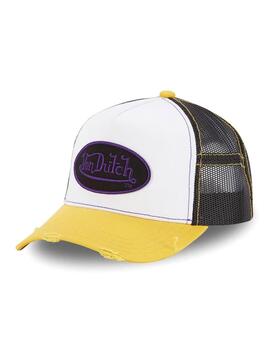 Gorra Von Dutch blanca con amarillo