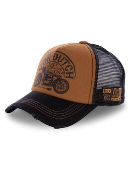 Gorra Von Dutch marrón con dibujo de moto
