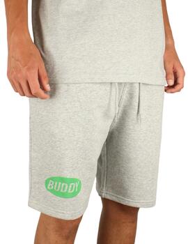 Pantalón corto Buddy gris logo verde