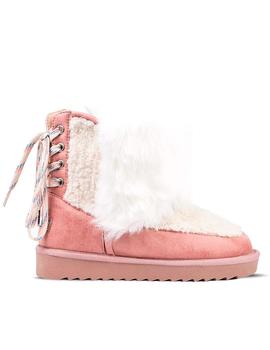 Botas D Franklin rosas pelo blanco para mujer