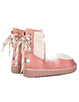 Botas D Franklin rosas pelo blanco para mujer