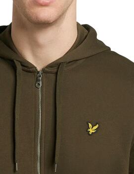 Chaqueta Lyle Scott verde oliva con cremallera para hombre