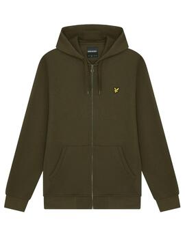 Chaqueta Lyle Scott verde oliva con cremallera para hombre