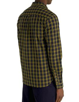 Camisa Lyle Scott de cuadros verde oliva para hombre