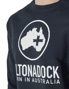 Sudadera Altona Dock negra logo blanco