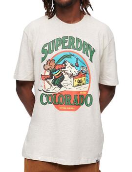 Camiseta Superdry Travel Postcard gris para hombre