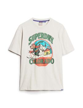 Camiseta Superdry Travel Postcard gris para hombre