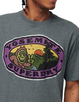 Camiseta Superdry Travel Postcard azul vintage para hombre